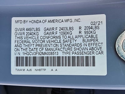 2021 Honda Accord Hybrid Touring