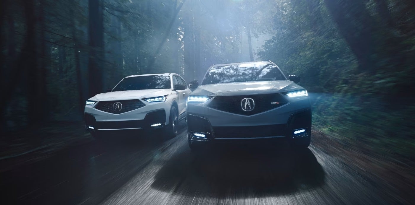 Lineup of premium Acura models including Integra, RDX, and MDX